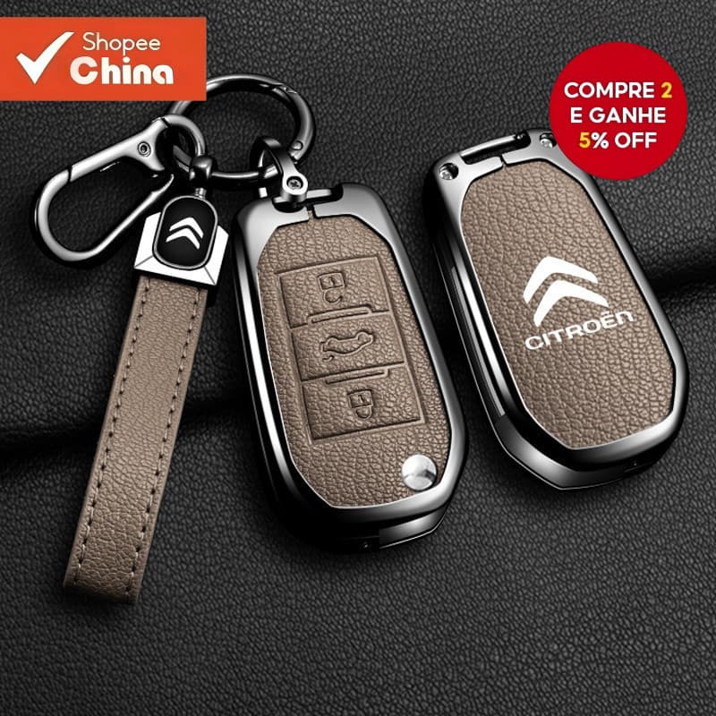 Capa de Chave de Carro em Liga de Zinco para Citroen C3 C4 C5 C6 C8 Chaveiro EEYD