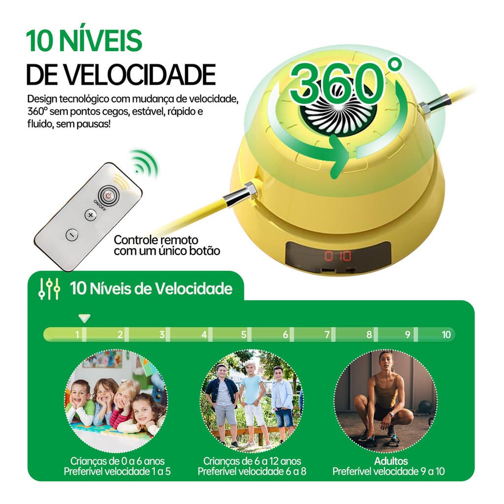 Máquina Pular Corda Automática Inteligente 10 Vel c/ Controle Remoto Estoque no Brasil Envio Imediato Pronta Entrega