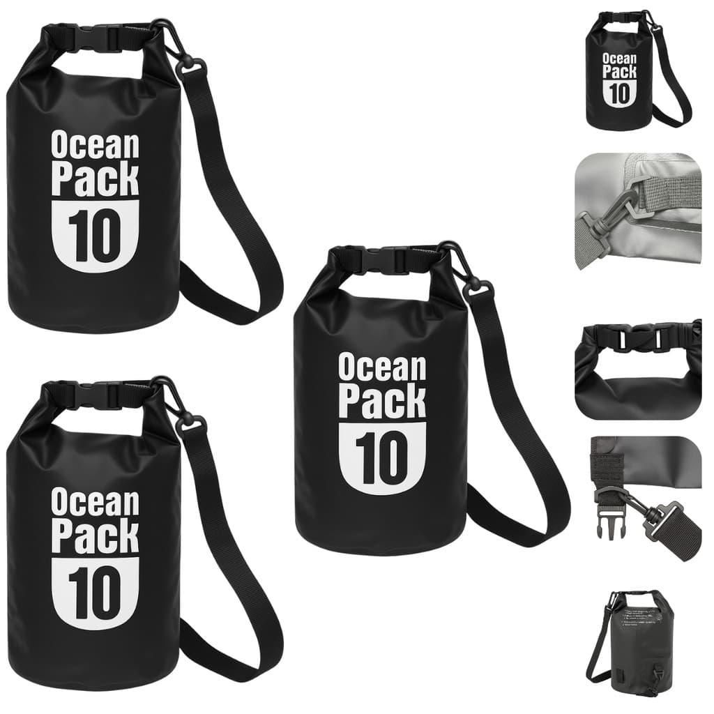 Kit 3 Sacos Estanques 10L Impermeáveis Para Praia Piscina Camping Trilha Viagem Esportes Camping