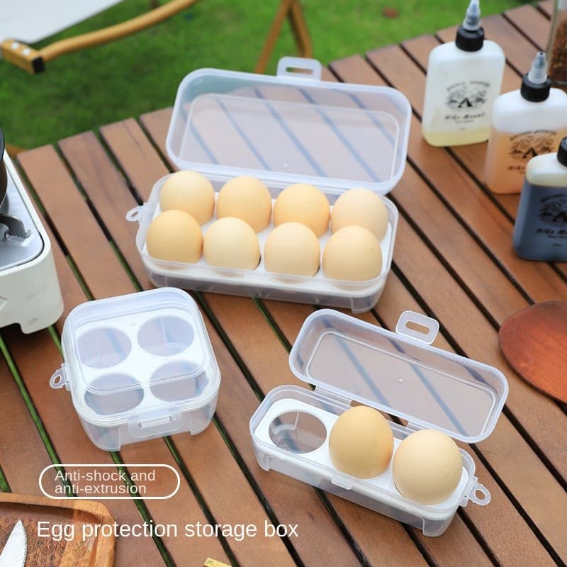 Selado com tampa 8 compartimentos caixa de ovo de acampamento ao ar livre à prova de choque com bandeja de ovo utensílio
