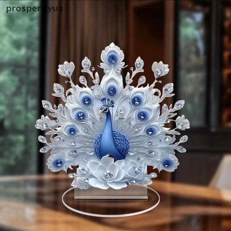 [prosperityus] Decoração Pavão Figura Para Escritório Presente De Inauguração De Mesa Ornamento [BR]