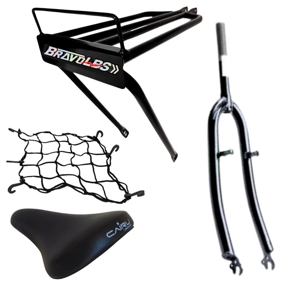 Garupa Reta BH Chapa Chapada Bravo LBS + Banco AMS + Redinha 35x35+ Garfo Sundown Rosca Fina