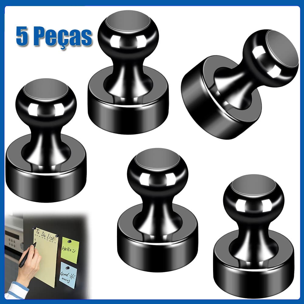 Preto Pinos magnéticos para quadro branco - KIT COM 5 - ÍMAS DE NEODÍMIO