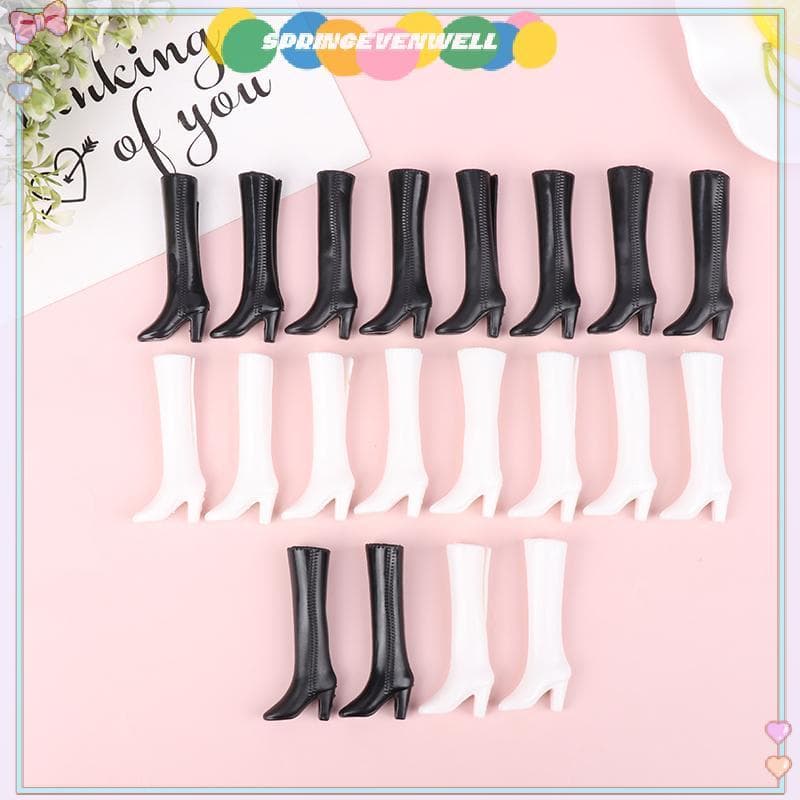 [springevenwell] 5 Pares De Sapatos De Boneca Botas Acessórios De Decoração Branca Crianças Brinquedos De Brincar DIY Ad