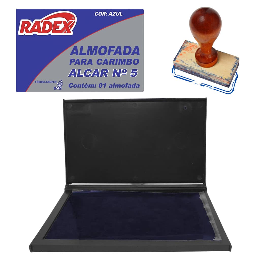 Almofada Para Carimbo Carimbeira Extra Grande 17,5cm x 18,5cm Cor Azul