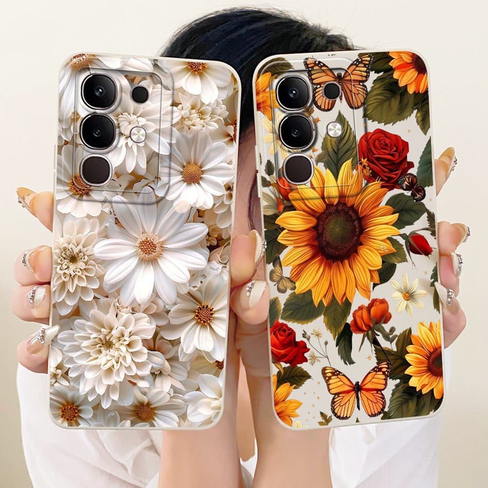 Para Vivo Y29 4G Y29s Y29t 5G Lente Capa Protetora Bela Margarida Girassol Macio Silicone Caso De Telefone