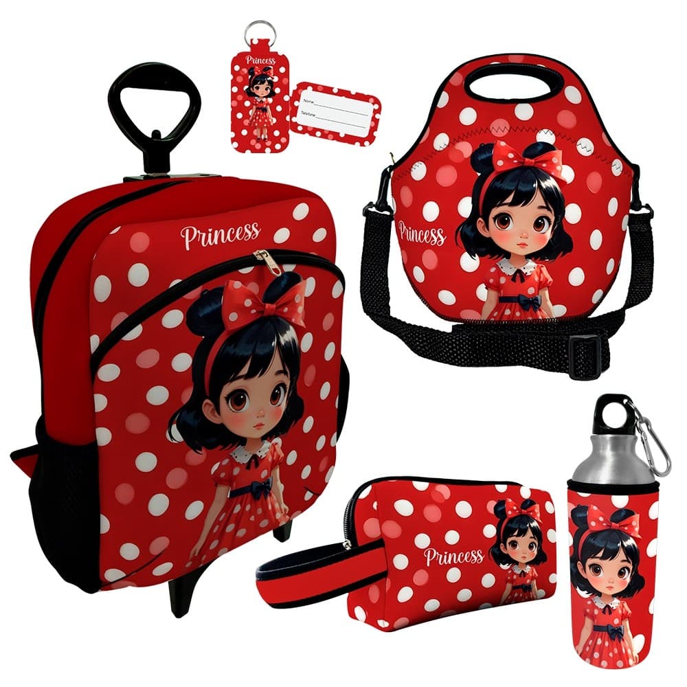 Kit Escolar Premium com Mochila c/ Rodinhas + Lancheira + Necessaire Plus+ Squeeze