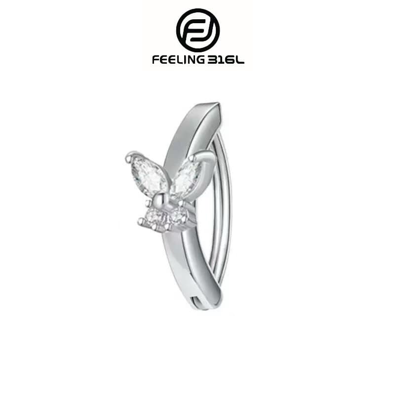 Piercing de Umbigo em Aço Cirúrgico – Prata e Dourado / Antialérgico / Brilho Premium