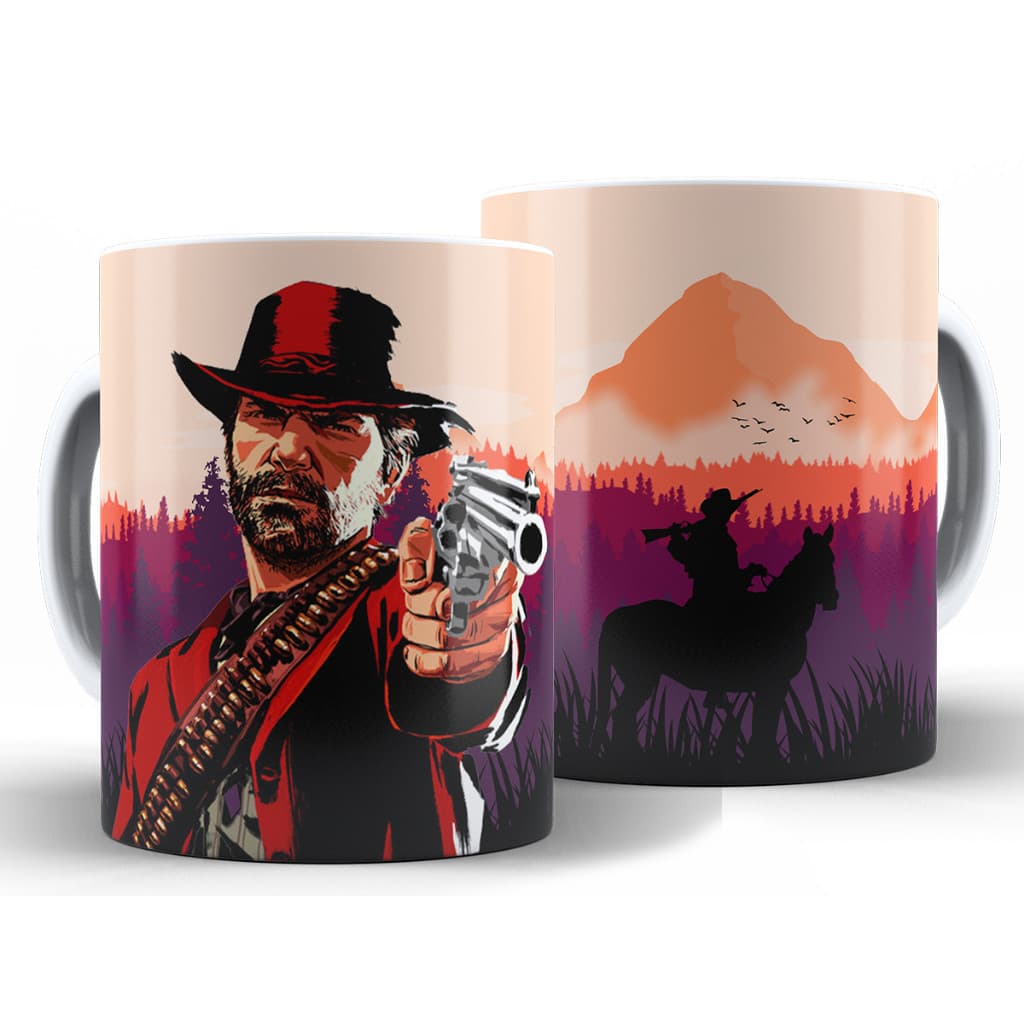 Caneca Red Dead RDR2 Xícara Divertida 325ML Cerâmica Porcelana Presente Geek Game Jogo Xícara