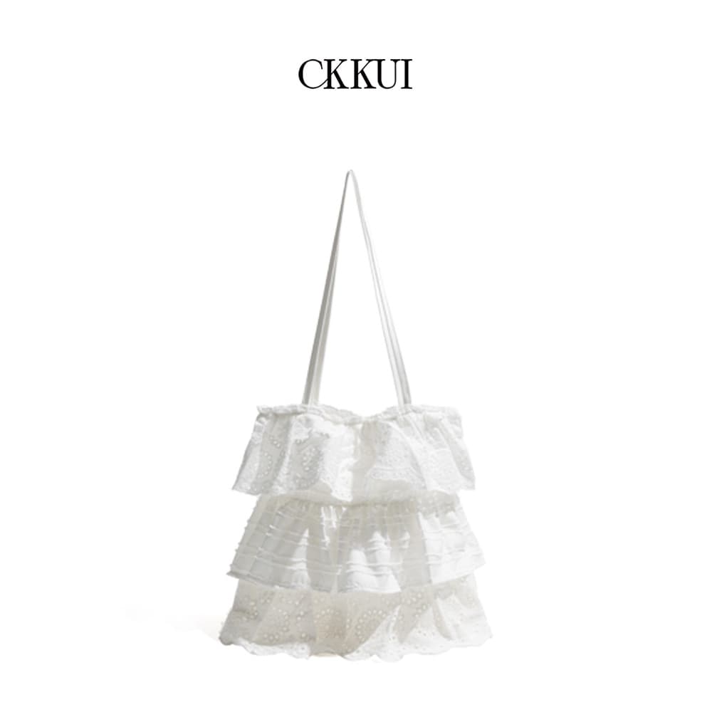 CKKUI Coreano Bolo Saia Renda Bolsa Feminina Babados Nicho Design Bolsa Estilo Suave Bolsa de Ombro
