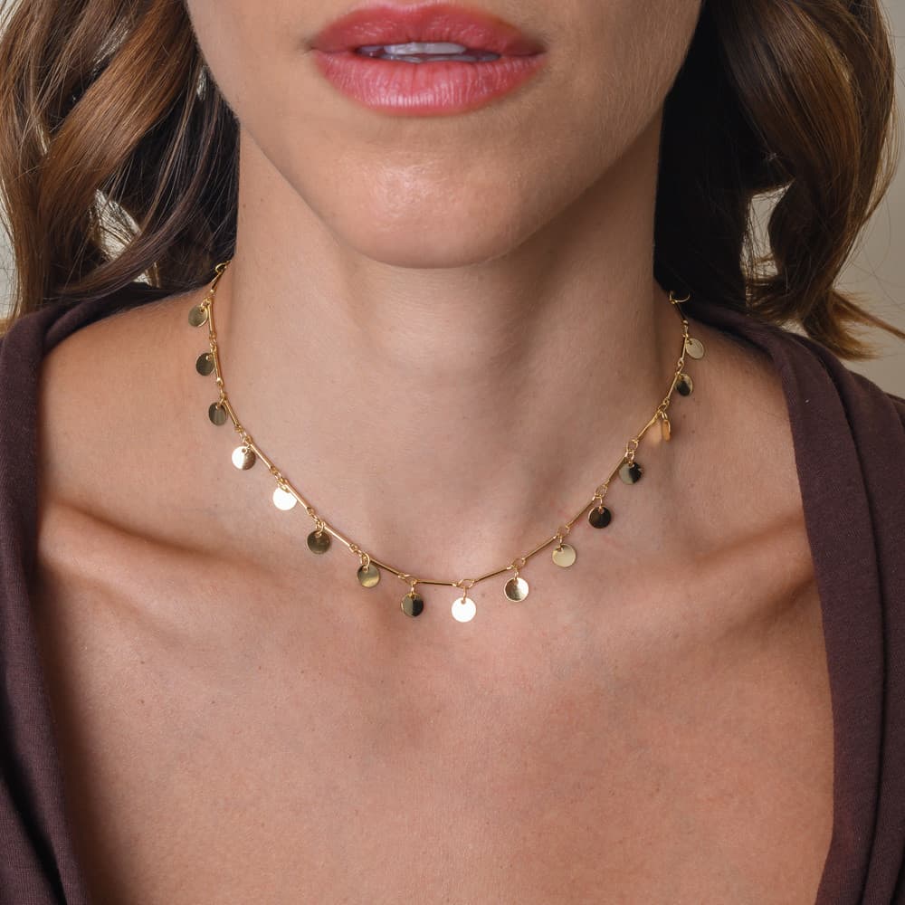 Choker Boho Medalhinhas Banhado em Ouro 18k
