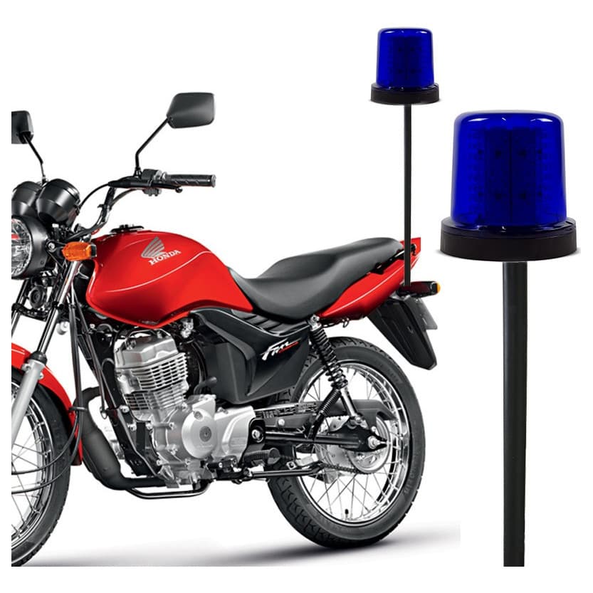 Giroflex Parafuso Giroled 12v Azul Haste Moto 128 Leds 10w