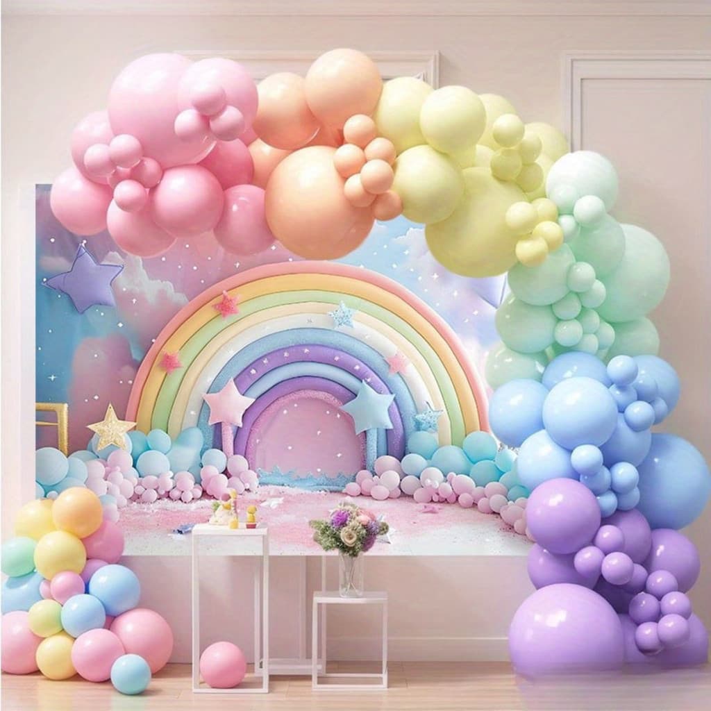 Kit Balões 125 Unidades Amarelo Verde Lilás Rosa Azul 8" 10" Decoração Sofisticada Base Candy Pastel