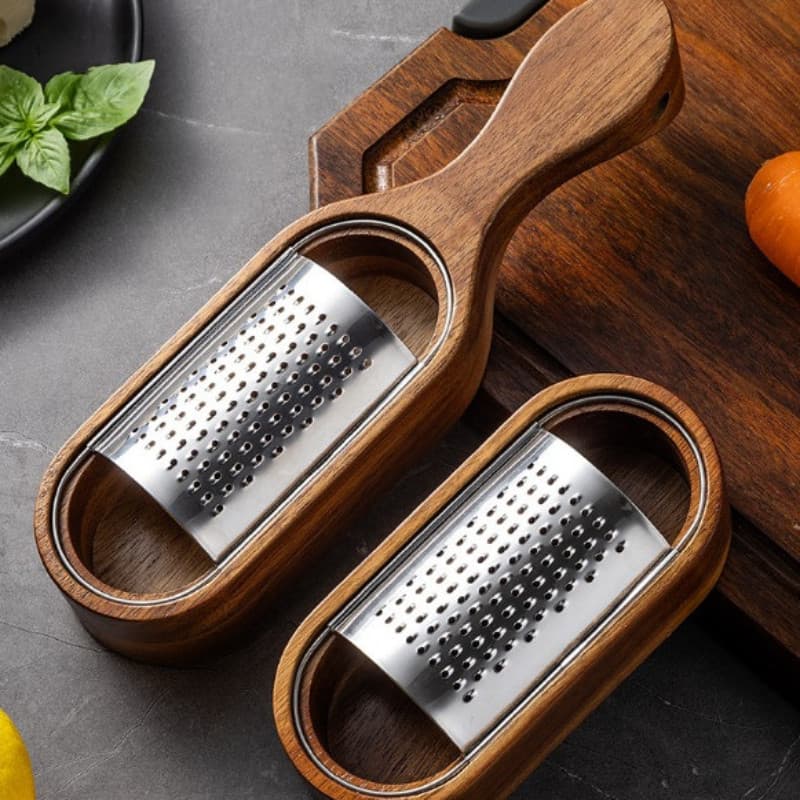 Ralador de queijo utensílios de cozinha cozinhar doméstico aço inoxidável acácia madeira armazenamento queijo ferramenta