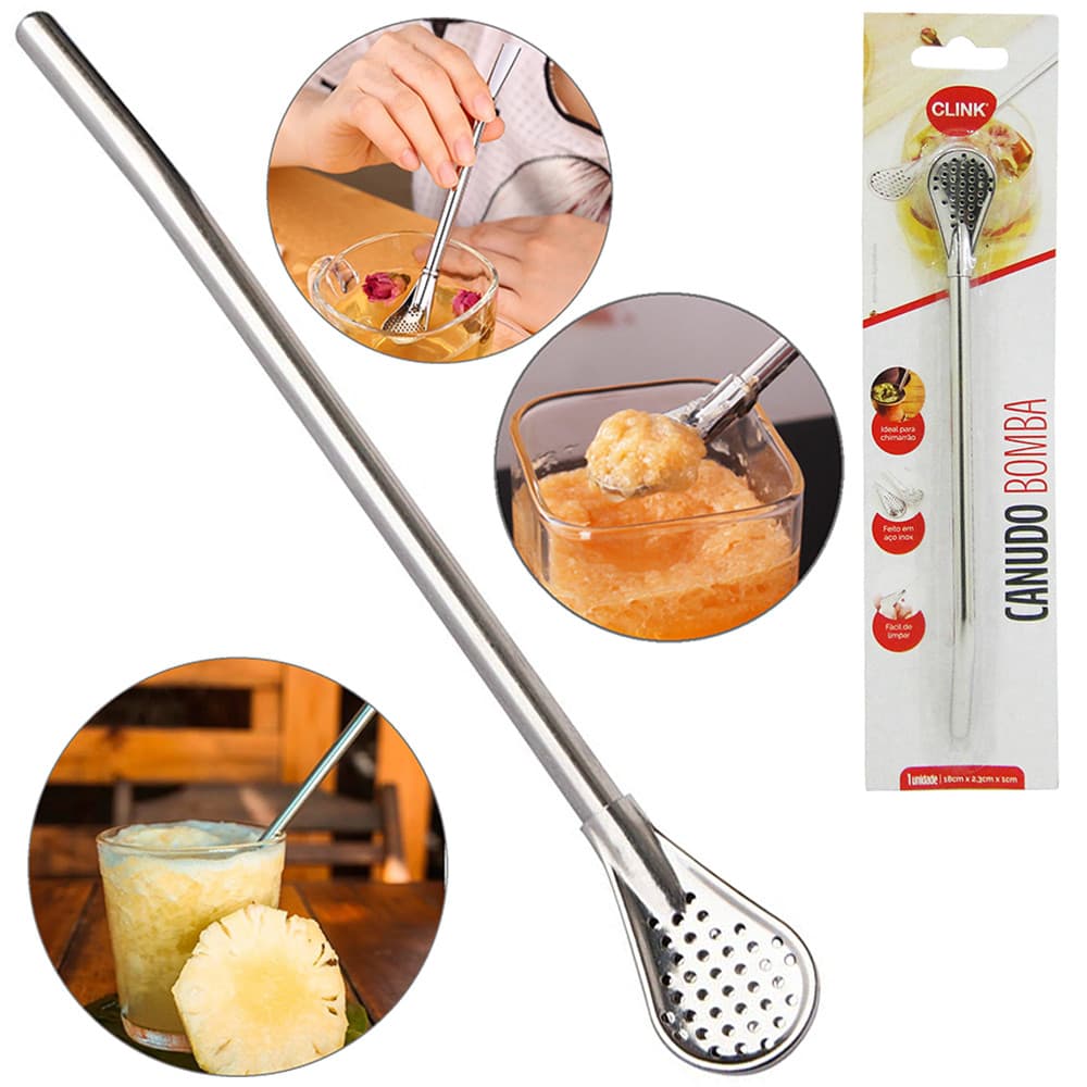 CANUDO DE INOX 18 CM BOMBA COM PENEIRA 2 EM 1