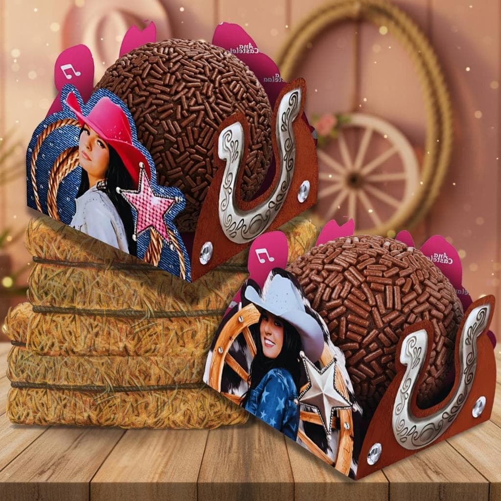 Porta Forminha Doces Ana Castela Boiadeira Decoração Festa Aniversário Kit 50 a 200 Unidades