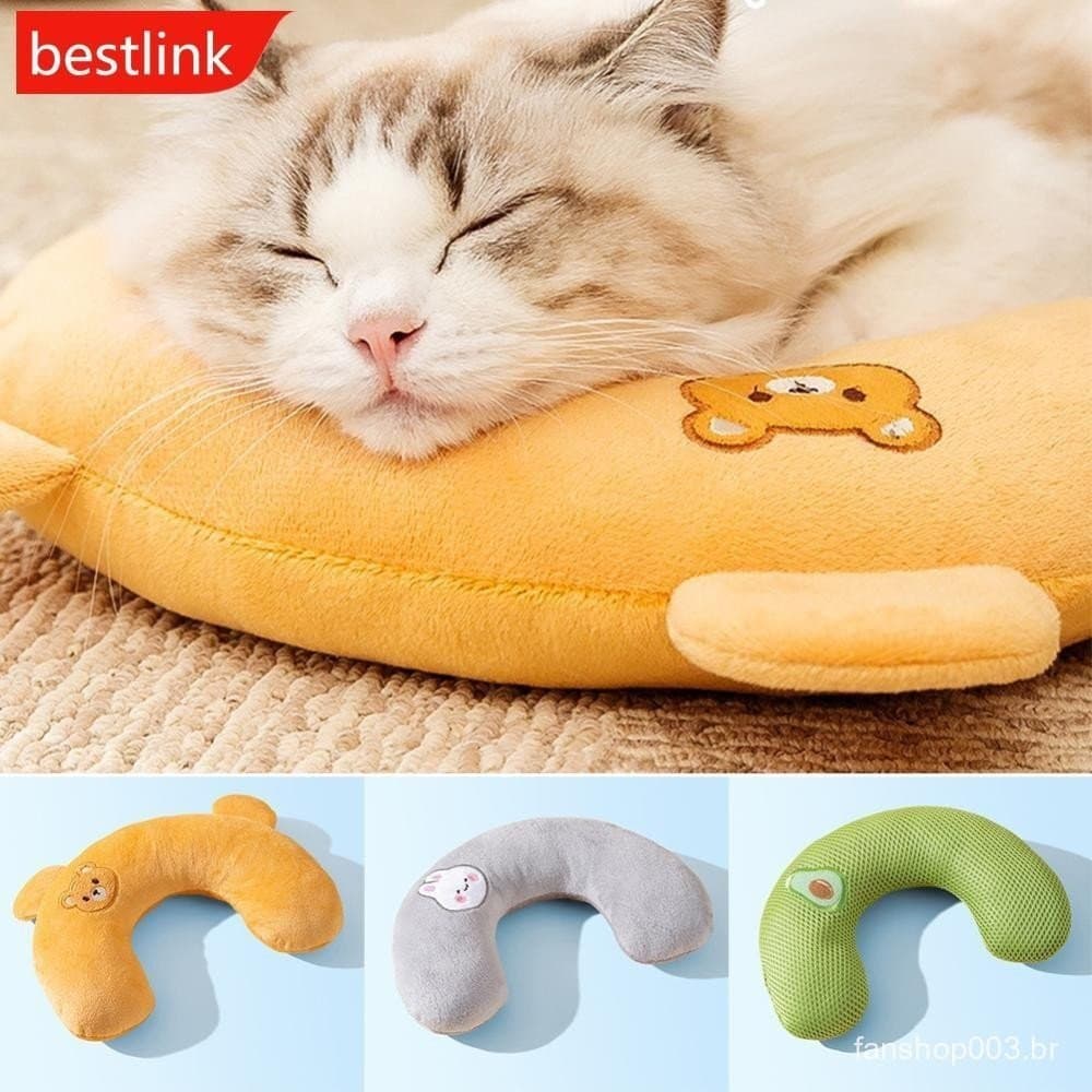 BESTLINK Travesseiro Pequeno Para Gatos De Estimação Cães Tapete De Dormir Protetor De Pescoço Em Forma De U Macio E Gro