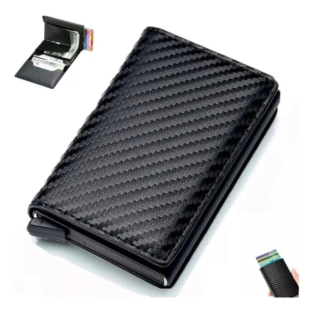 Carteira Porta Cartões Automática Antifurto Rfid Slim Luxo