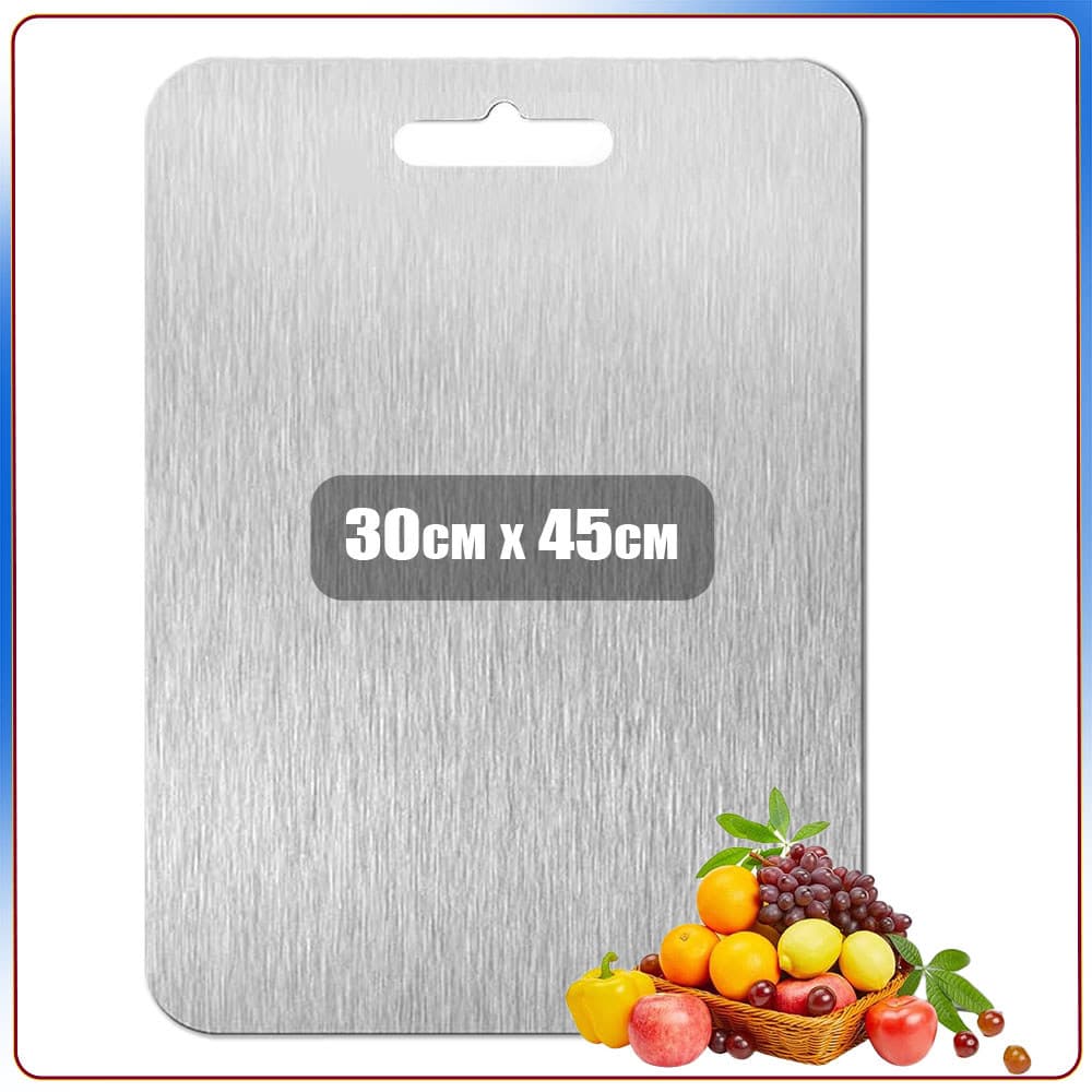 Tábua de corte em aço inoxidável Tábua de corte dupla face Adequada para carne frutas e vegetais - 30x45cm
