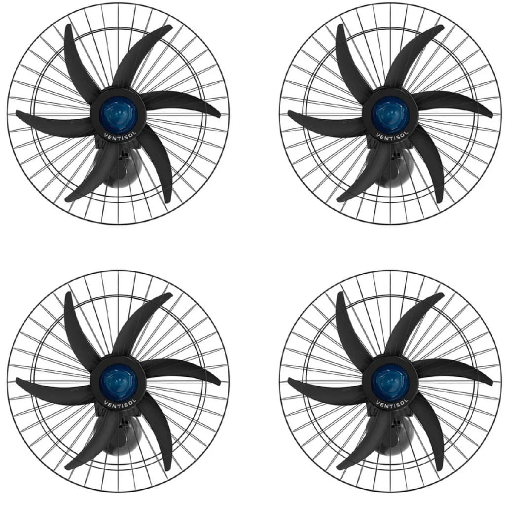 Kit 4 Ventiladores de Parede Falcon 60 cm Bivolt Preto