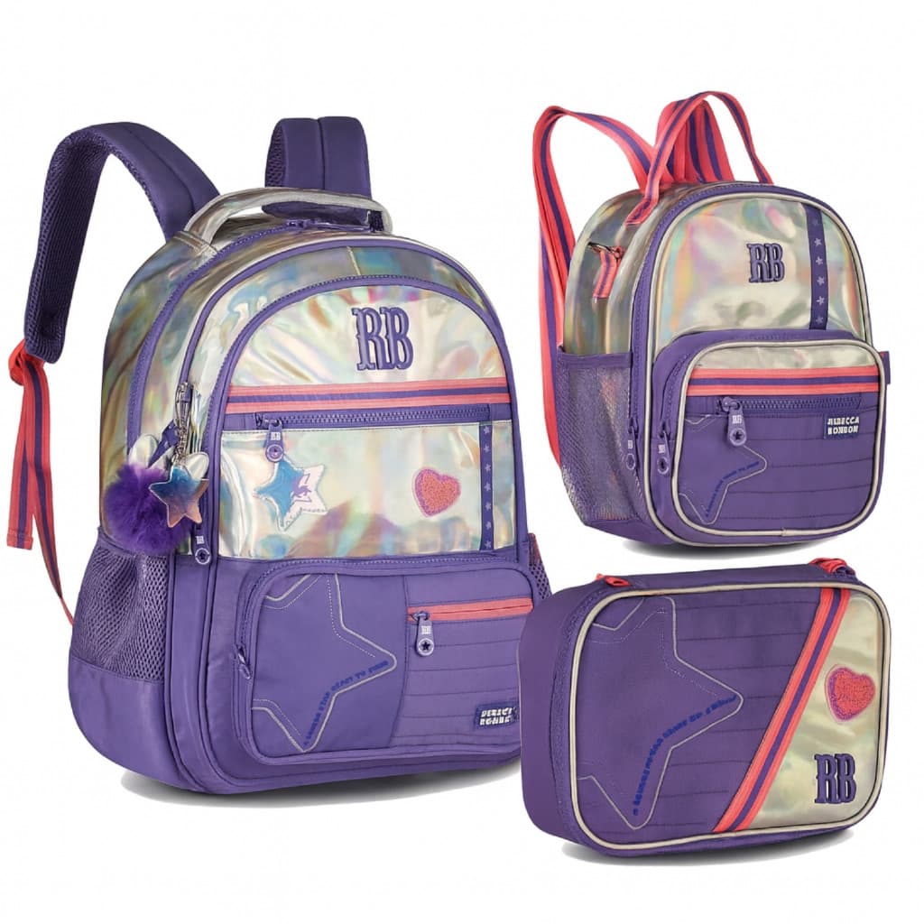 Kit Mochila, Estojo Box e Lancheira Rebecca Bonbon Coleção 2026 Juvenil Clio Style