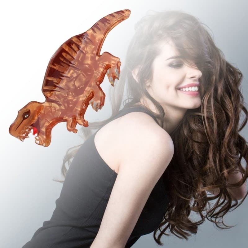 Grampo De Cabelo De Dinossauro Acrílico Exclusivo Com Presilhas De Metal Práticas , Acessório De Estilo De Da Moda Para