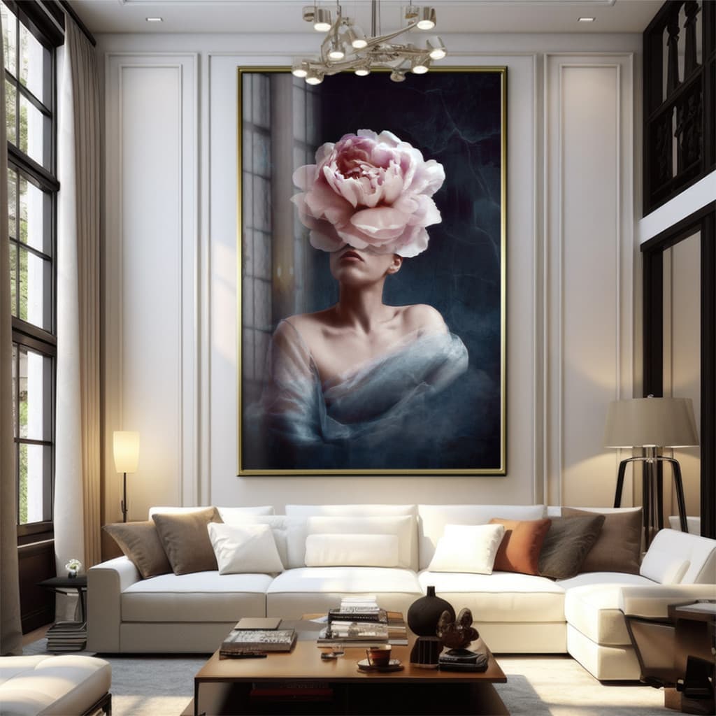 Quadro Decorativo GRANDE Alta Resolução Para Sala Quarto Escritório Mulher com flor 2