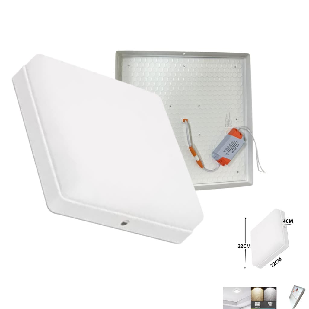 Luminária Led Plafon Borda Infinita 38W Quadrado Sobrepor 22cmx22cm Bivolt 110v-220v Frio 6500K
