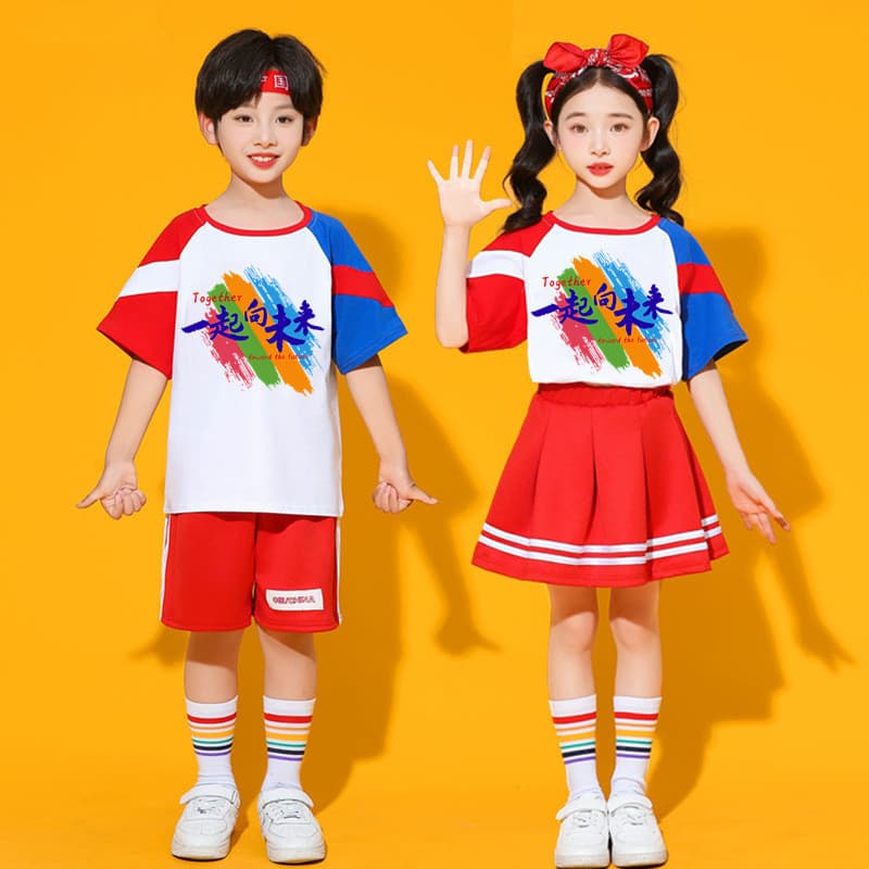 Trajes infantis Trajes de dança infantil Estilo chinês Trajes de costura para líderes de torcida Alunos da escola primár