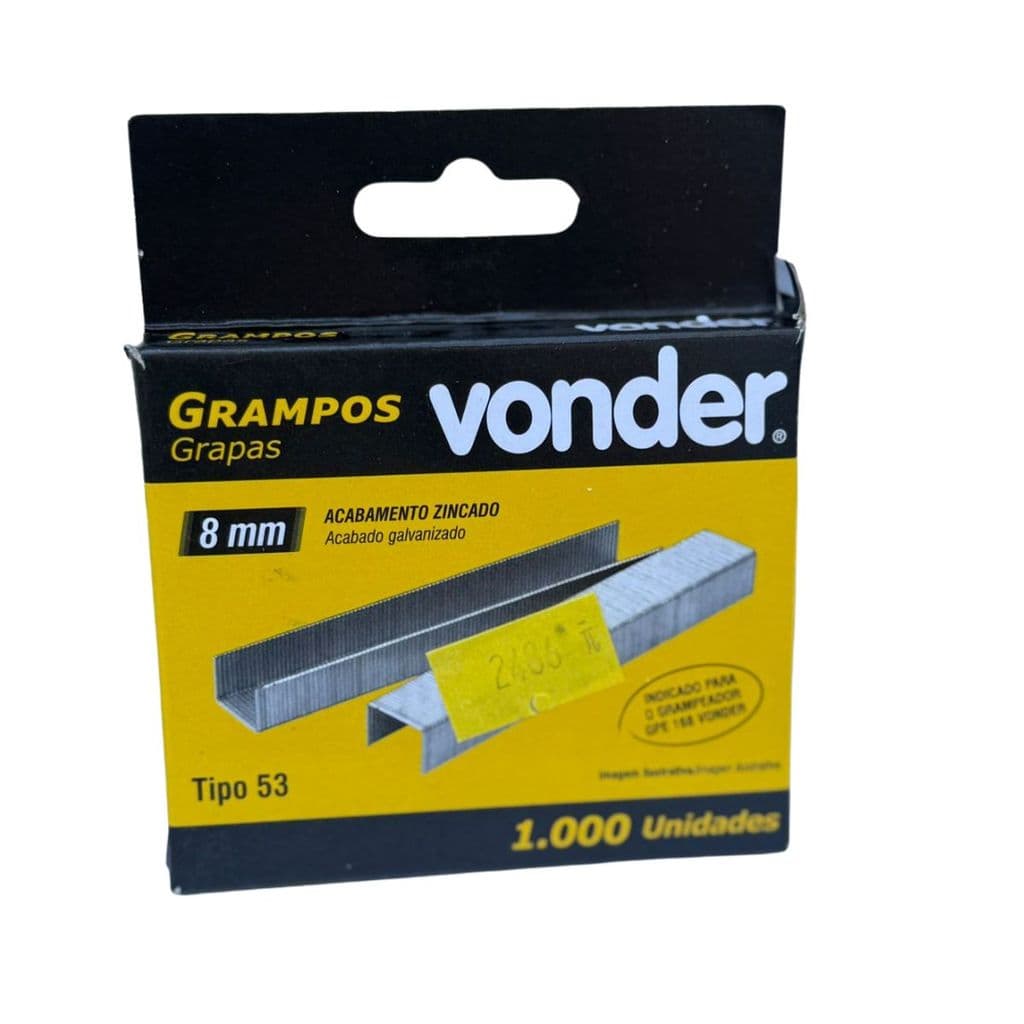 Grampo 8mm Tipo 53 P/ Grampeador Gpe168 Vonder Cx C/1000un - 2898168208
