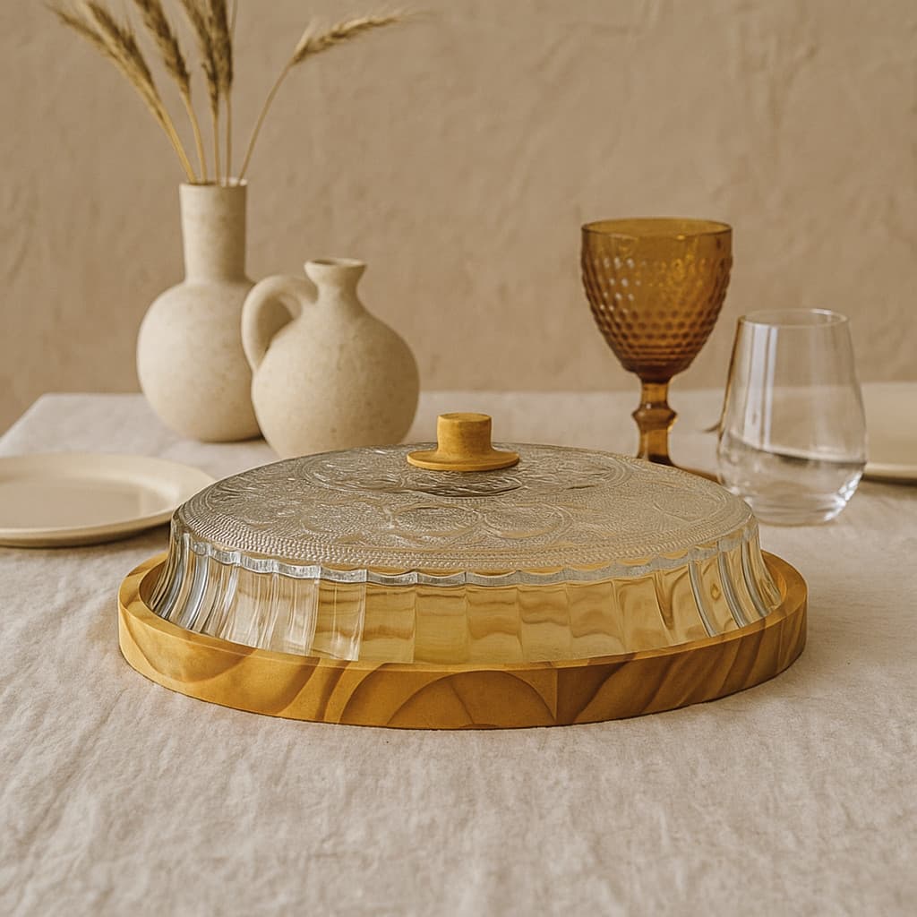 Porta Pudim Torta Saladeira Artesanal Madeira Boho Chic