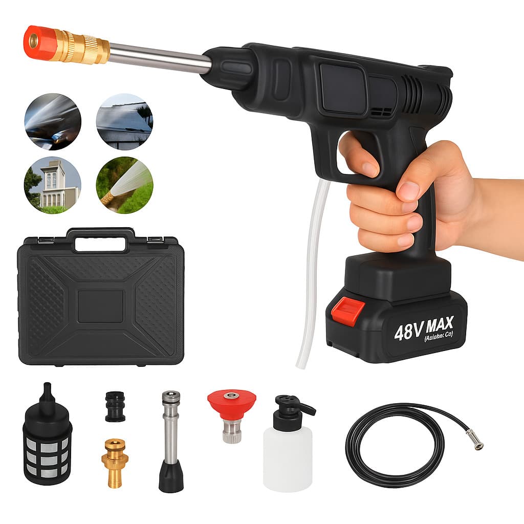 Pistola Lava Jato Recarregável 48V Portátil linha premium alta pressão carro jardim piso automotivo
