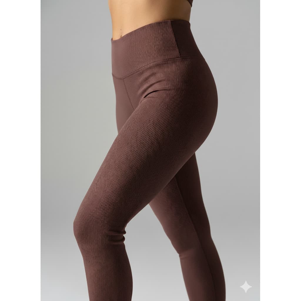 Calça Legging Canelada Preta - Cintura Alta Com Costura Realça Bumbum para Academia Feminina, Elástica e Fitness