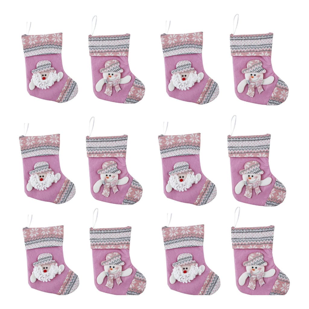 Bota natalina de luxo Rosa De Papai Noel - boneco de neve