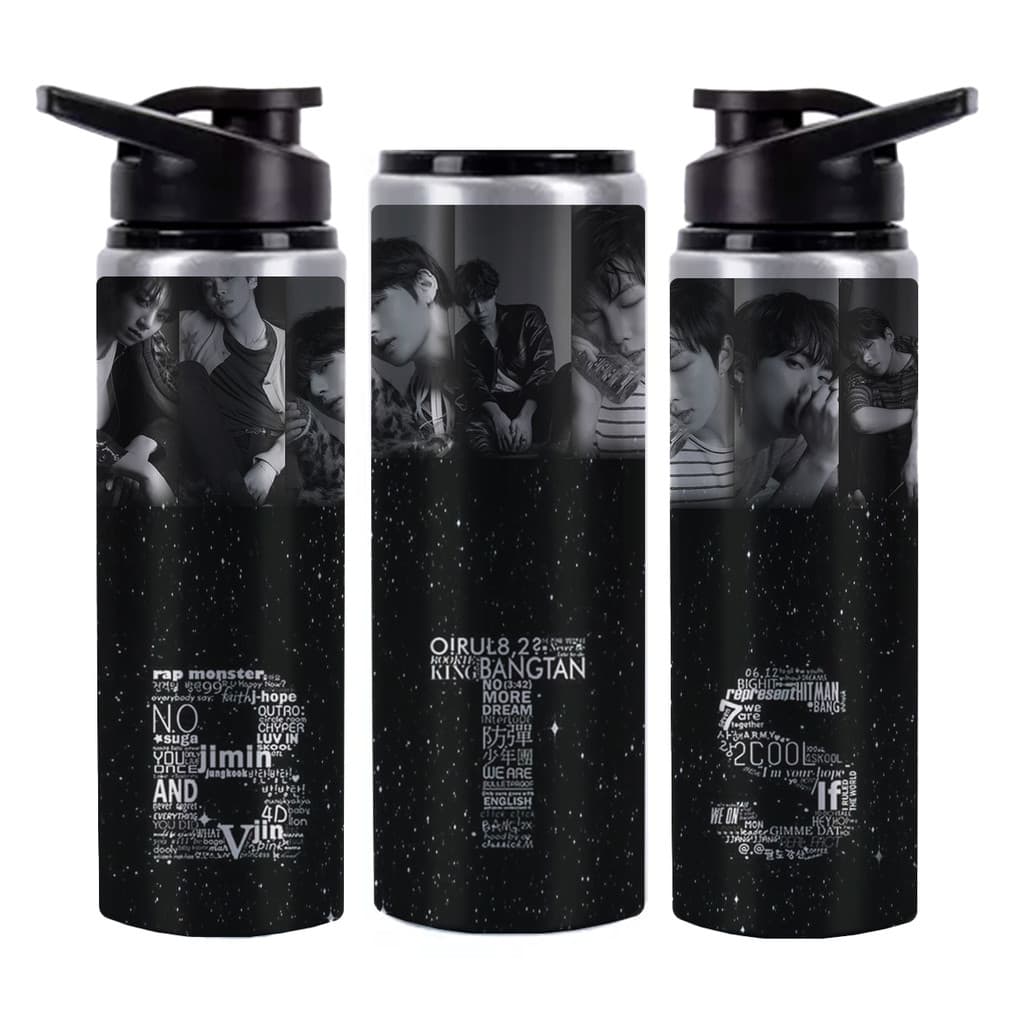 Squeeze Banda BTS K Pop Alumínio Brilhante 750mL com Tampa