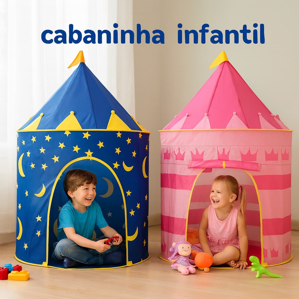 Cabaninha Barraca Tenda Castelo Infantil Dobrável Presente Criança Festa Pijama Menino Menina Natal