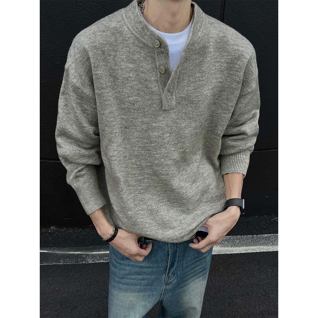 American cleanfit Henry Collar Suéter Masculino Inverno Interior Top Ruffian Bonito Manga Comprida Masculino Bottoming S