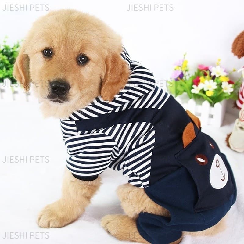 Roupa De Cachorro Fashion Listrado Com Capuz Para Cachorros/Cães/Inverno