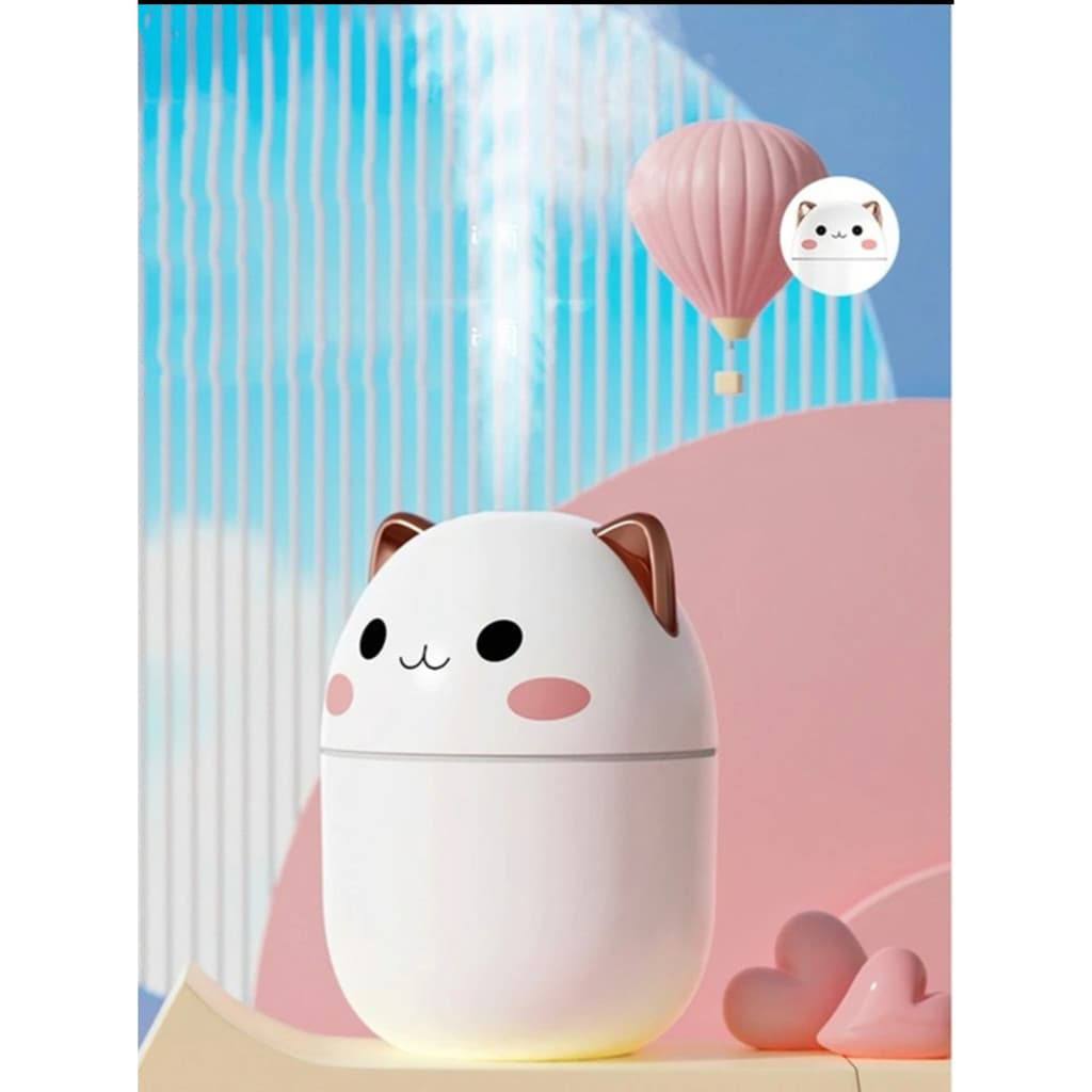 Umidificador De Ar De Gato Fofo Aromatizador Difusor Ambiente Purificador Ultrassônico Portátil 250Ml