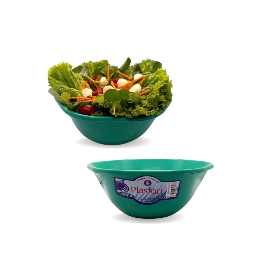 Kit 2 Saladeiras Plástica 2,5 Litros | Bacia Reforçada | Uso Geral | Cozinha | Fruteira