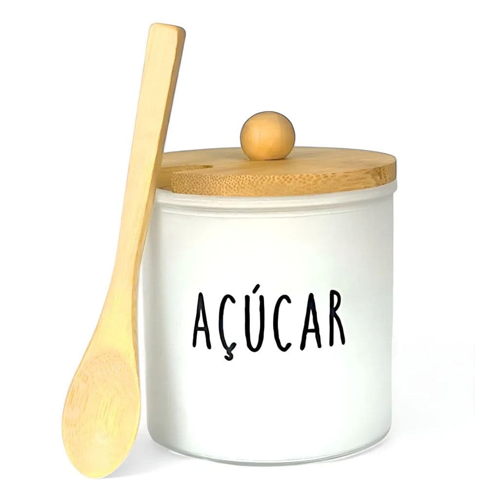 Açucareiro Doha De Vidro E Bambu Com Colher 300ml Hauskraft