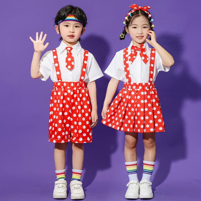 Crianças trajes infantis jardim de infância cor macacão trajes de dança estudante coro recitação trajes de desempenho