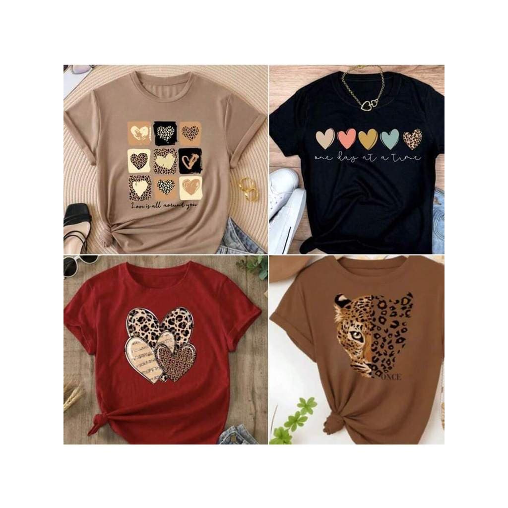 Kit 8 T-Shirts Feminina Blusa Baby Look Camiseta Roupa Feminina Algodao