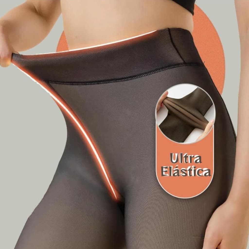 Meia Calca Termica Translúcida Feminina Inverno Forrada Aveludada Quente Efeito Meia Fina 32x99cm