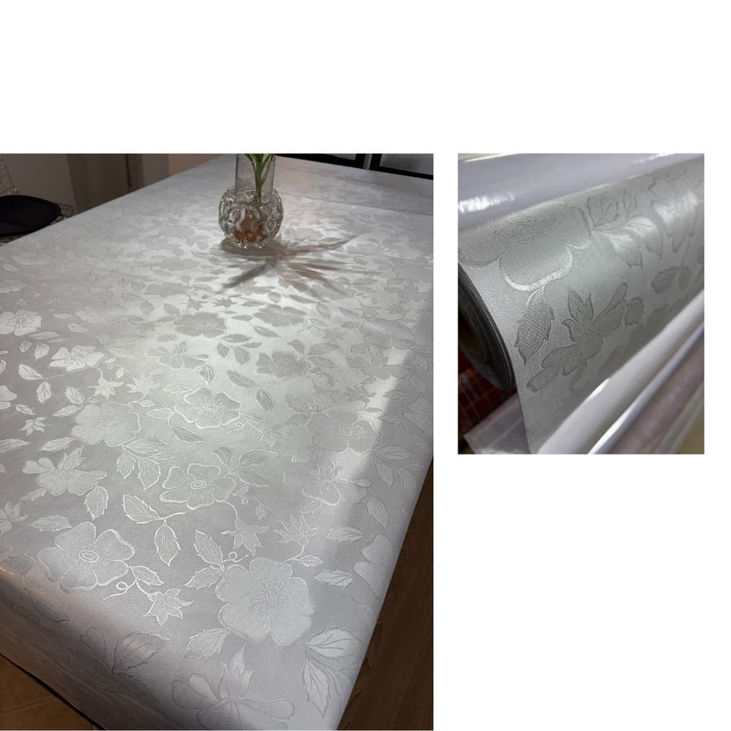 Toalha de Mesa Jacquard Impermeável Retangular Luxo Térmica até 12 lugares em PVC