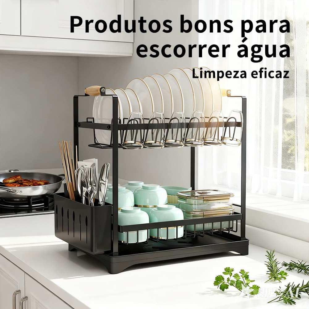 Aço inoxidável Escorredor de Louças Prateleira dupla cozinha Asphalt tigela rack Tigelas e pratos rack Grande capacidade