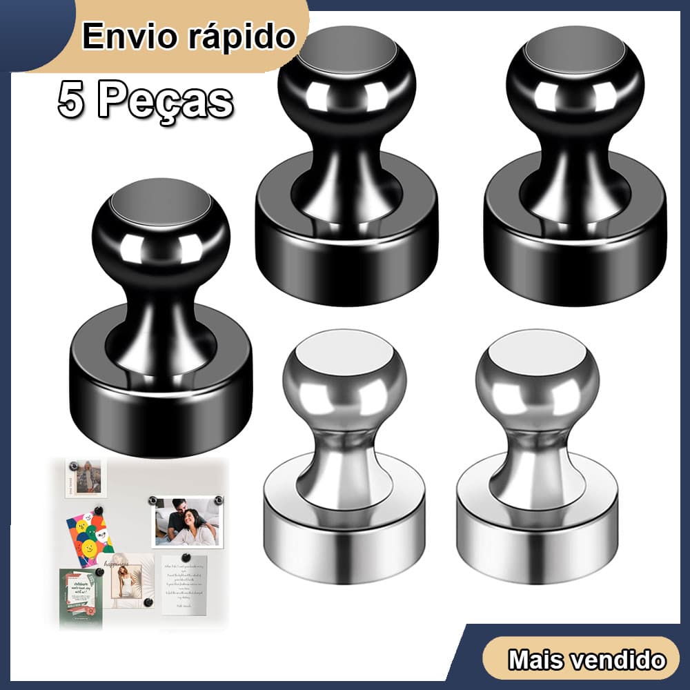 5 Pçs  Super Forte Ímã De Neodímio Pinos Magnéticos Otário Percevejo Aço Push Pin Para Geladeira Quadro