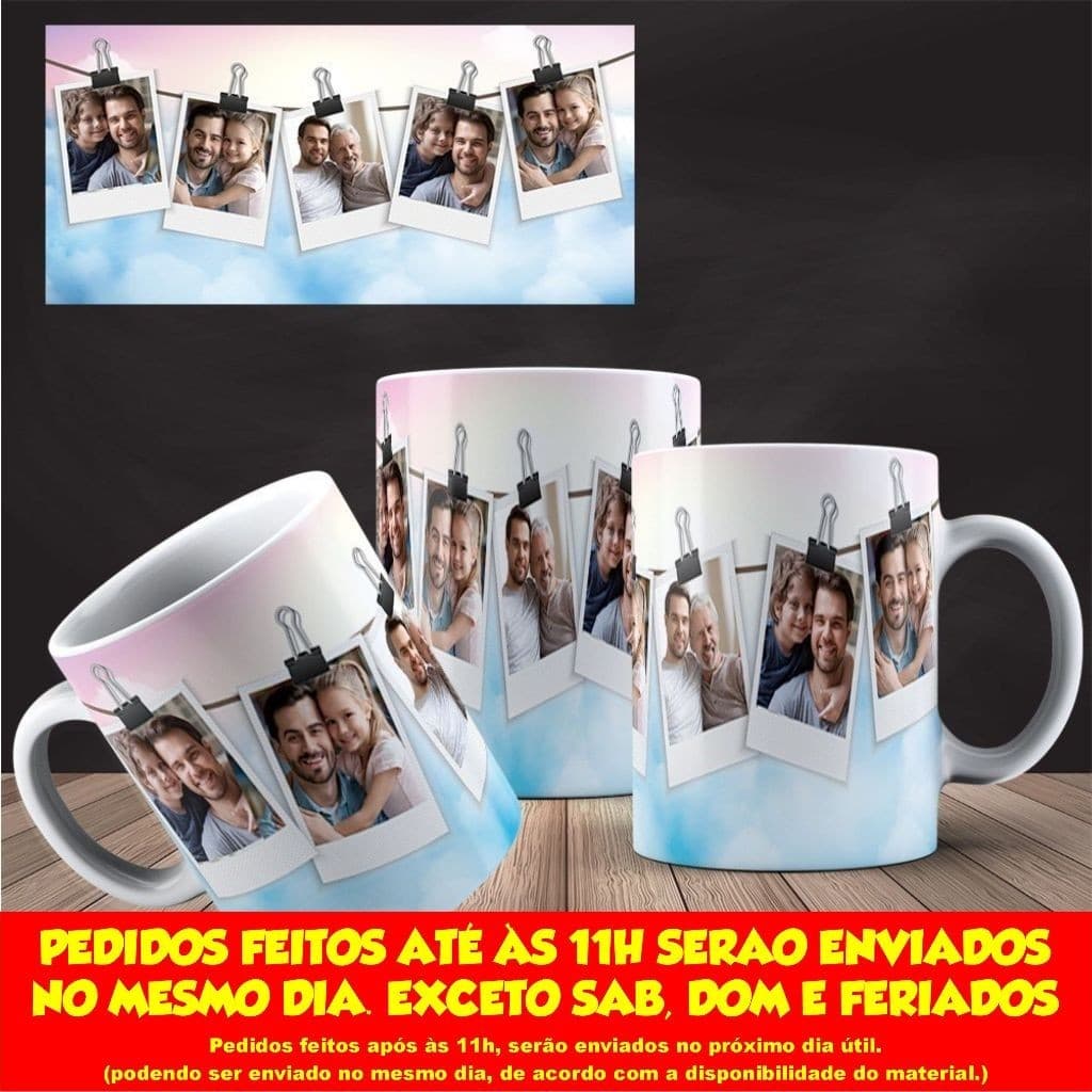 Caneca de Porcelana Personalizada Foto 325ml - 5 FOTOS