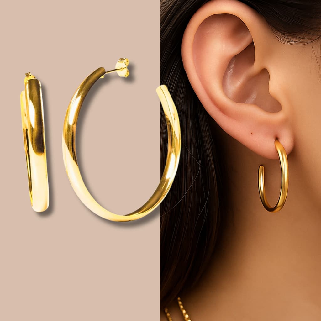 Brinco De Argola Banhado A Ouro 18k Antialérgico Feminino Semijóia