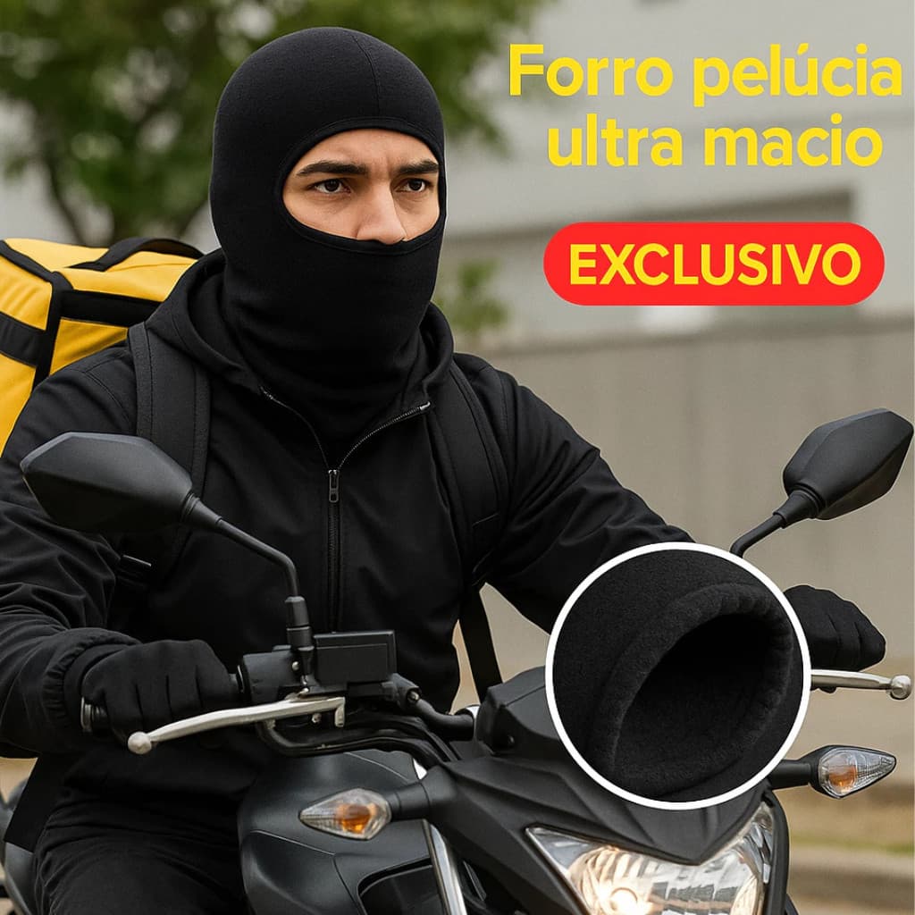 Touca Ninja Balaclava Térmica Unissex Com Forro Peluciado Proteção UV Moto Frio Motoboy